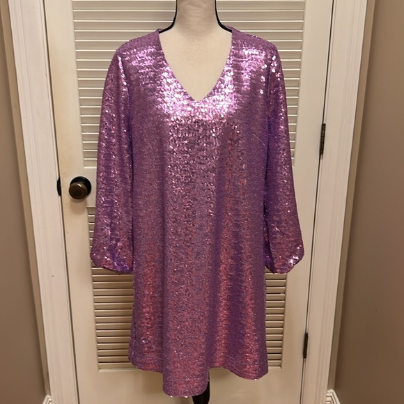 tyler böe Porter Sequin Shift Dress in Lavender, Size Large, NWT - Picture 3 of 17